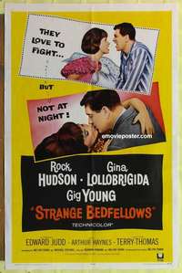 b823 STRANGE BEDFELLOWS one-sheet movie poster '65 Gina Lollobrigida