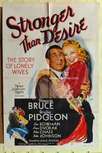 b826 STRONGER THAN DESIRE one-sheet movie poster '39 lonely wives stories!