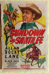 b836 SUNDOWN IN SANTA FE one-sheet movie poster '48 Rocky Lane, Black Jack!