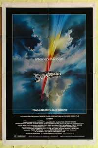b845 SUPERMAN int'l one-sheet movie poster '78 Chris Reeve, Bob Peak art!