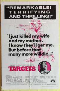 b865 TARGETS one-sheet movie poster '68 Boris Karloff, Peter Bogdanovich