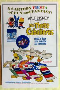 b883 THREE CABALLEROS one-sheet movie poster R77 Donald Duck, Panchito