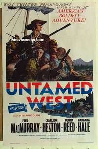 b279 FAR HORIZONS one-sheet movie poster R61 Untamed West, Charlton Heston