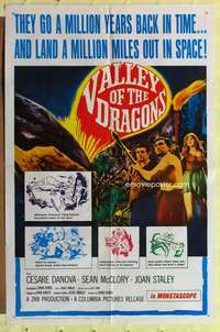b917 VALLEY OF THE DRAGONS one-sheet movie poster '61 cool dinosaurs!