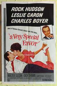 b923 VERY SPECIAL FAVOR one-sheet movie poster '65 Rock Hudson, Leslie Caron
