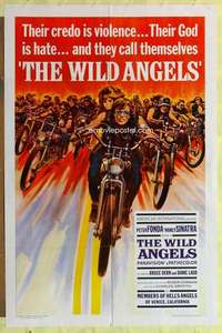 b964 WILD ANGELS one-sheet movie poster '66 AIP Peter Fonda, Nancy Sinatra