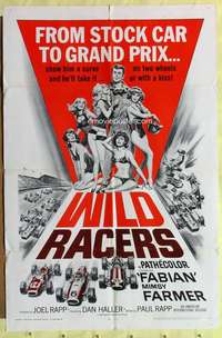 b969 WILD RACERS one-sheet movie poster '68 Fabian, AIP, car racing!