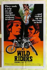 b970 WILD RIDERS one-sheet movie poster '71 bikers on the road to Hell!