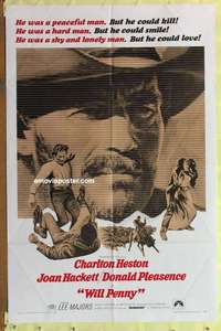 b973 WILL PENNY one-sheet movie poster '68 Charlton Heston, Hackett