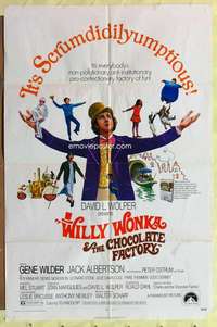 b976 WILLY WONKA & THE CHOCOLATE FACTORY one-sheet movie poster '71 Wilder