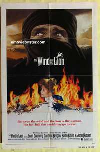 b977 WIND & THE LION one-sheet movie poster '75 Sean Connery, Bergen