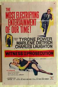 b980 WITNESS FOR THE PROSECUTION one-sheet movie poster '58 Billy Wilder