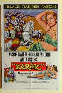 b995 ZARAK one-sheet movie poster '56 sexy Anita Ekberg, Victor Mature