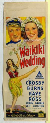 c012 WAIKIKI WEDDING long Australian daybill movie poster '37 Raye, Crosby
