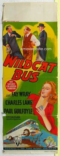 c014 WILDCAT BUS long Australian daybill movie poster '40 pretty Fay Wray!