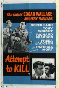 c028 ATTEMPT TO KILL English double crown movie poster '61 Wallace