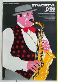 c278 JAZZMAN Polish 26x38 movie poster '83 Pawel Kaminski jazz sax art!