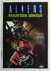 c115 ALIENS Turkish movie poster '86 James Cameron, Sigourney Weaver