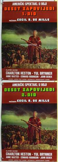 c113 TEN COMMANDMENTS 2 Yugoslavian movie poster R70s part 1 and 2!
