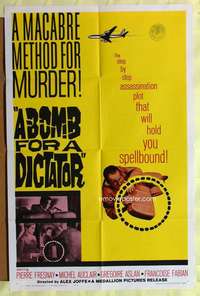 d133 BOMB FOR A DICTATOR one-sheet movie poster '57 French method for muder!