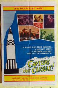 d158 CAPTURE THAT CAPSULE one-sheet movie poster '61 FBI! CIA! Sci-fi!