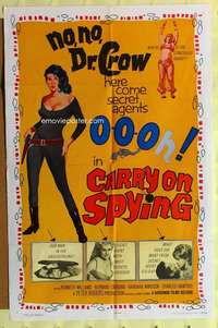 d161 CARRY ON SPYING one-sheet movie poster '64 sexy English spy spoof!