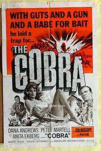 d177 COBRA one-sheet movie poster '68 Dana Andrews, sexy babe!