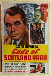d178 CODE OF SCOTLAND YARD one-sheet movie poster '48 Oscar Homolka, Farr
