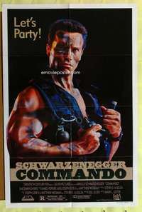 d181 COMMANDO one-sheet movie poster '85 Schwarzenegger, Let's Party!