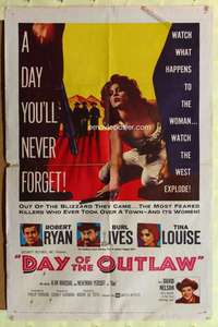 d204 DAY OF THE OUTLAW one-sheet movie poster '59 Robert Ryan, Burl Ives