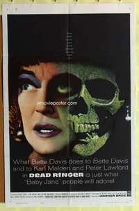 d209 DEAD RINGER one-sheet movie poster '64 Bette Davis, cool skull image!
