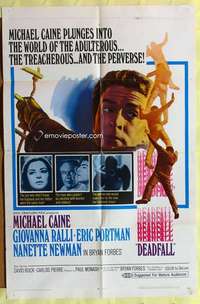 d210 DEADFALL one-sheet movie poster '68 Michael Caine, Giovanna Ralli