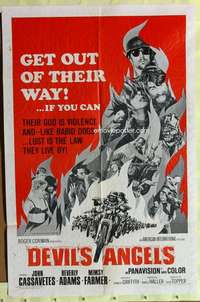 d010 DEVIL'S ANGELS one-sheet movie poster '67 John Cassavetes, bikers!