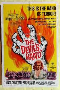 d219 DEVIL'S HAND one-sheet movie poster '61 wild voodoo horror!
