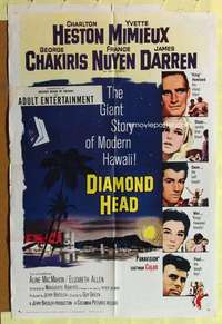 d222 DIAMOND HEAD one-sheet movie poster '62 Charlton Heston, Hawaii!