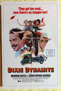 d013 DIXIE DYNAMITE one-sheet movie poster '76 Warren Oates on chopper!
