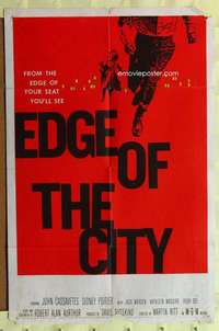 d239 EDGE OF THE CITY one-sheet movie poster '57 John Cassavetes, Poitier