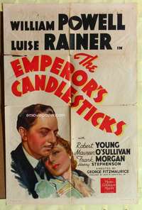 d242 EMPEROR'S CANDLESTICKS style C one-sheet movie poster '37 William Powell