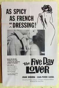 d269 FIVE DAY LOVER one-sheet movie poster '61 sexy spicy Jean Seberg!