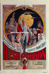 d275 FLESH GORDON one-sheet movie poster '74 sexploitation sci-fi spoof!
