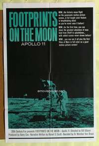 d277 FOOTPRINTS ON THE MOON one-sheet movie poster '69 the real Apollo 11!