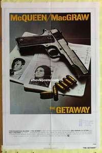 d291 GETAWAY one-sheet movie poster '72 Steve McQueen, Ali McGraw