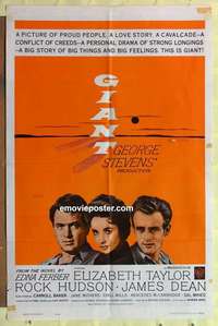 d293 GIANT one-sheet movie poster R63 James Dean, Liz Taylor, Rock Hudson