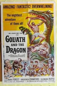 d301 GOLIATH & THE DRAGON one-sheet movie poster '60 cool fantasy art!