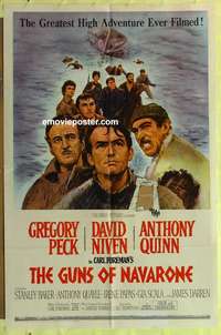 d313 GUNS OF NAVARONE one-sheet movie poster '61 Greg Peck, Niven, Quinn