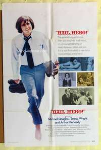 d314 HAIL HERO int'l one-sheet movie poster '69 young Michael Douglas!