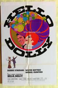 d323 HELLO DOLLY one-sheet movie poster '70 Barbra Streisand, Amsel art!