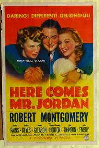 d325 HERE COMES MR JORDAN one-sheet movie poster '41 Robert Montgomery