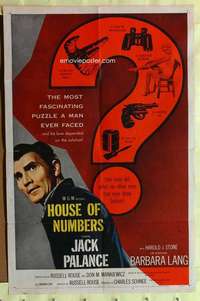 d332 HOUSE OF NUMBERS one-sheet movie poster '57 two Jack Palances!