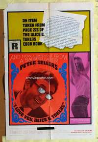 d338 I LOVE YOU ALICE B TOKLAS one-sheet movie poster '68 Sellers, drugs!